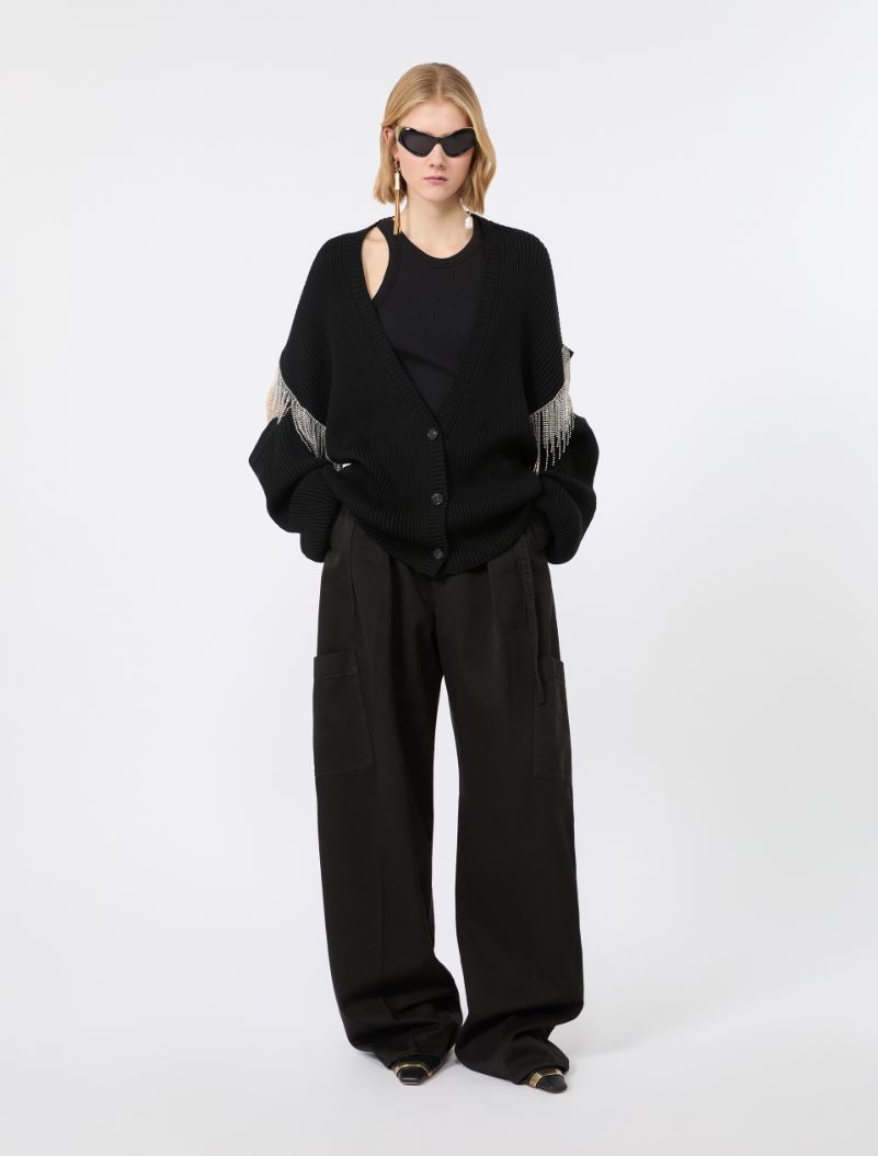 Oversized pure wool cardigan - BLACK - Sportmax