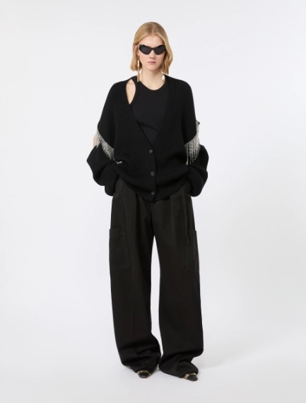Oversized pure wool cardigan - BLACK - Sportmax - 1