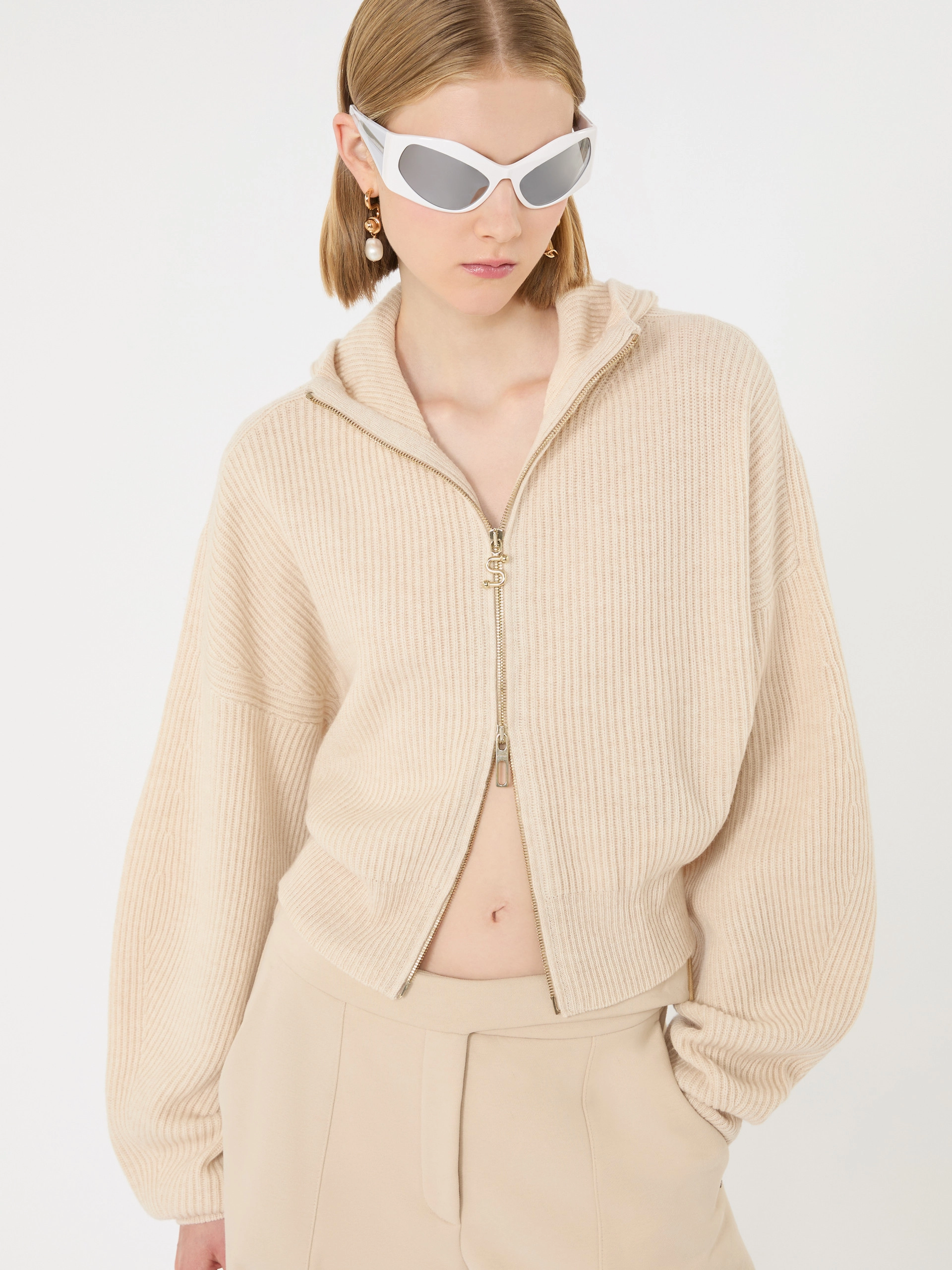 Wool and cashmere hooded cardigan - BEIGE - Sportmax - 4
