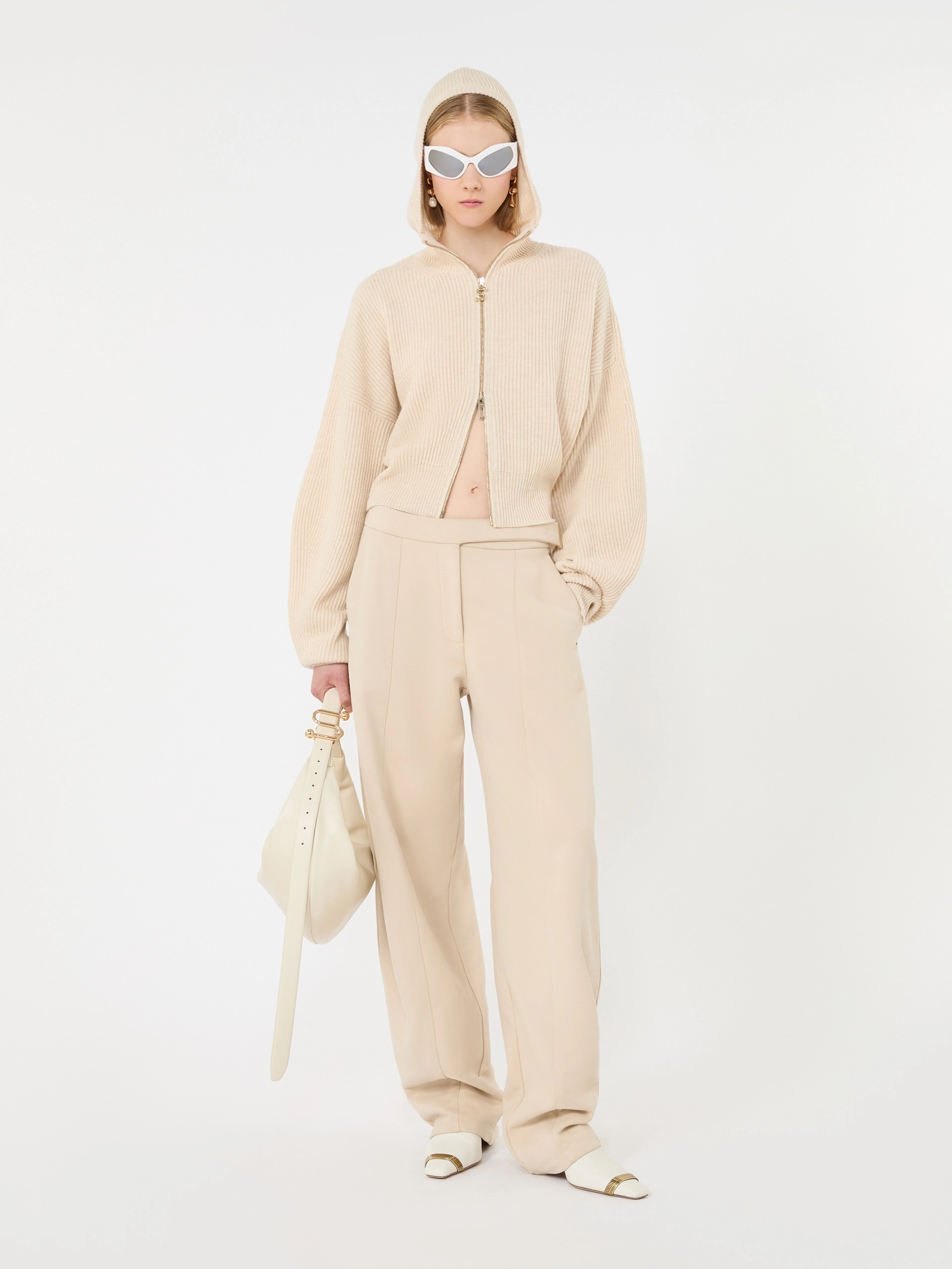 Wool and cashmere hooded cardigan - BEIGE - Sportmax