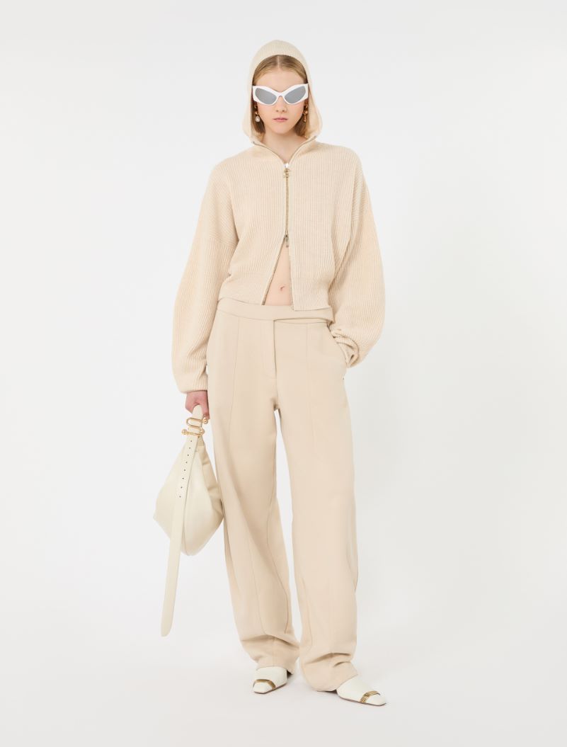 Wool and cashmere hooded cardigan, beige | Sportmax