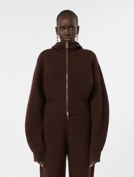 Wool and cashmere hooded cardigan - CHOCOLATE - Sportmax - 2