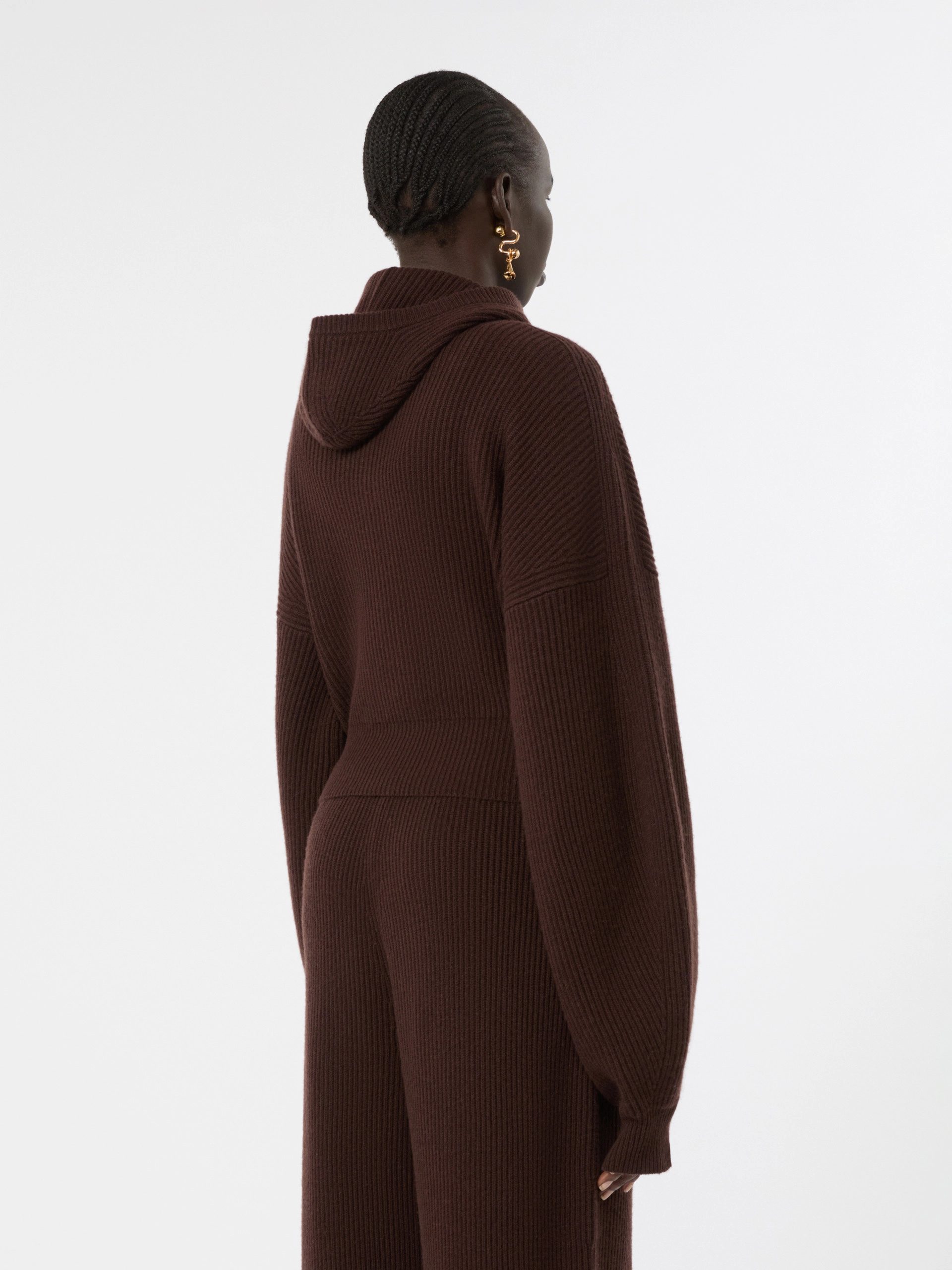 Wool and cashmere hooded cardigan - CHOCOLATE - Sportmax - 3