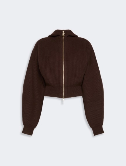 Wool and cashmere hooded cardigan - CHOCOLATE - Sportmax - 5