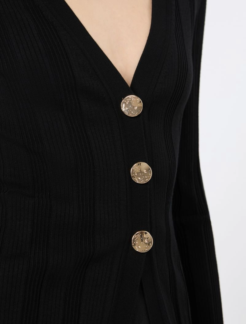 Slim-fit rib-knit viscose cardigan - BLACK - Sportmax - 5
