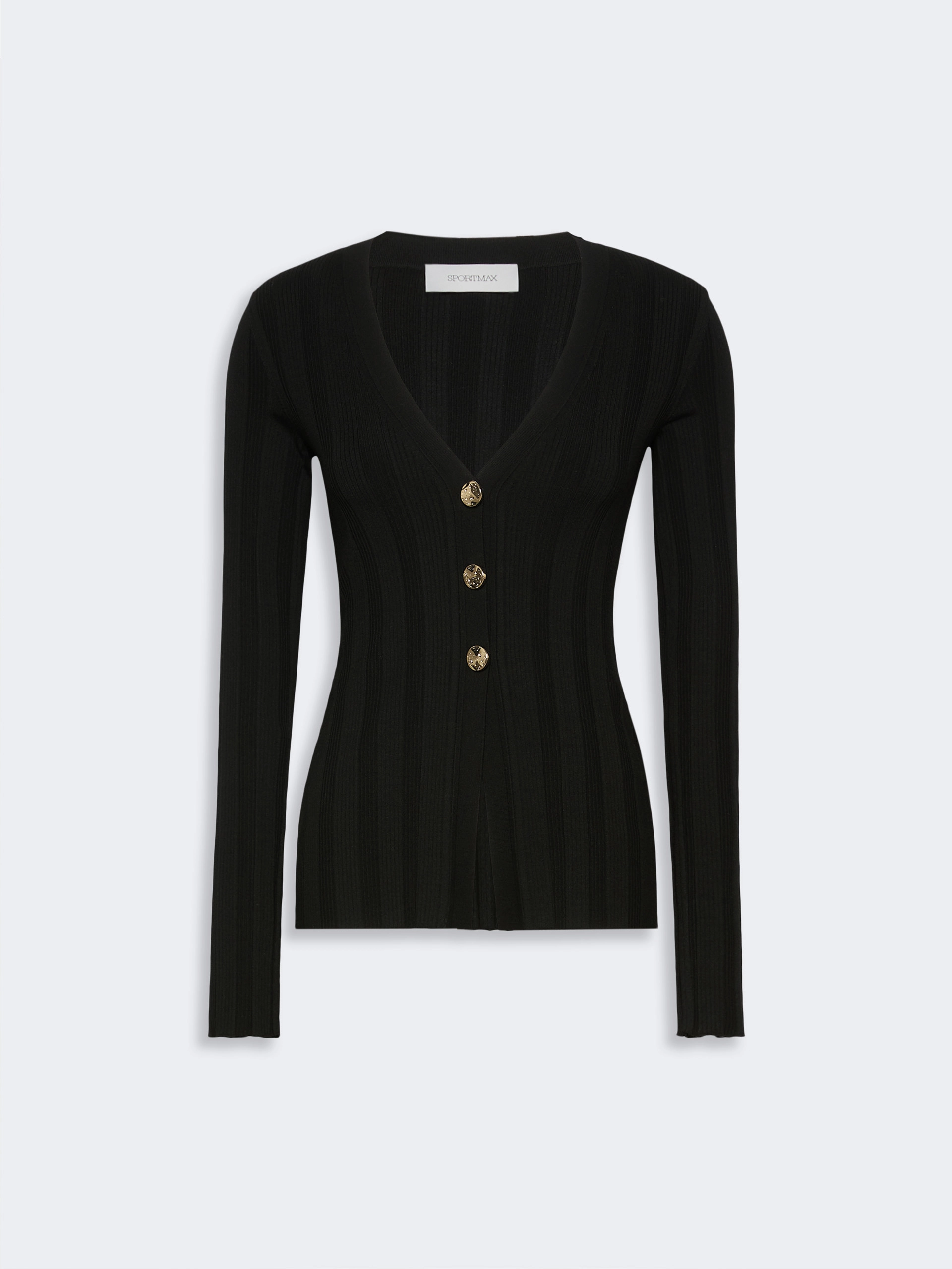 Slim-fit rib-knit viscose cardigan - BLACK - Sportmax - 6