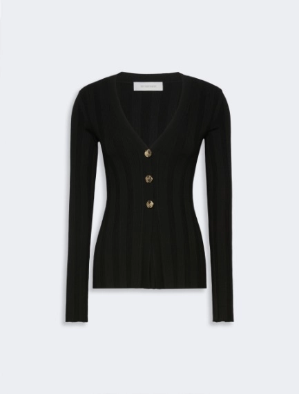 Slim-fit rib-knit viscose cardigan - BLACK - Sportmax