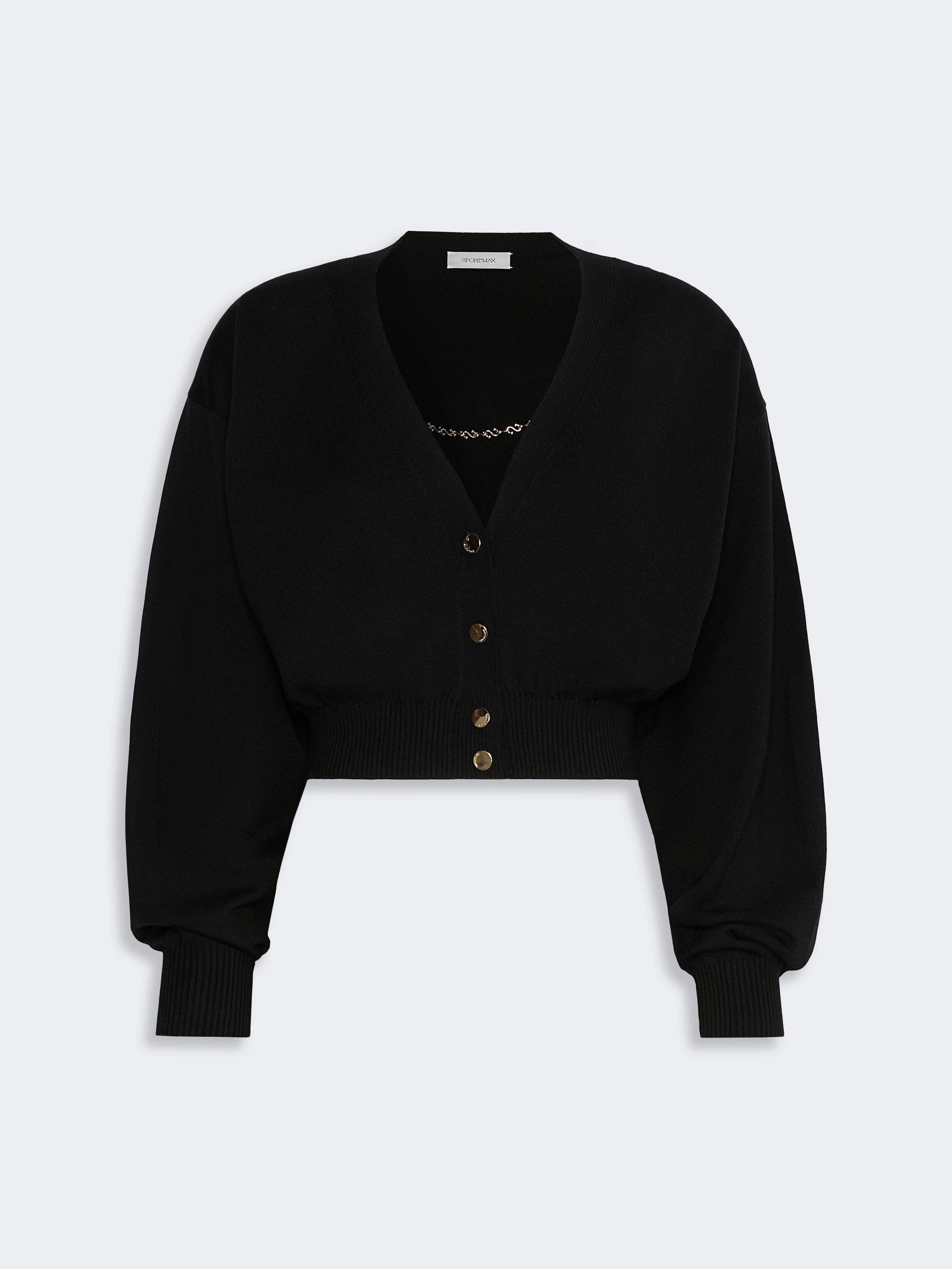Cropped pure wool cardigan - BLACK - Sportmax - 6