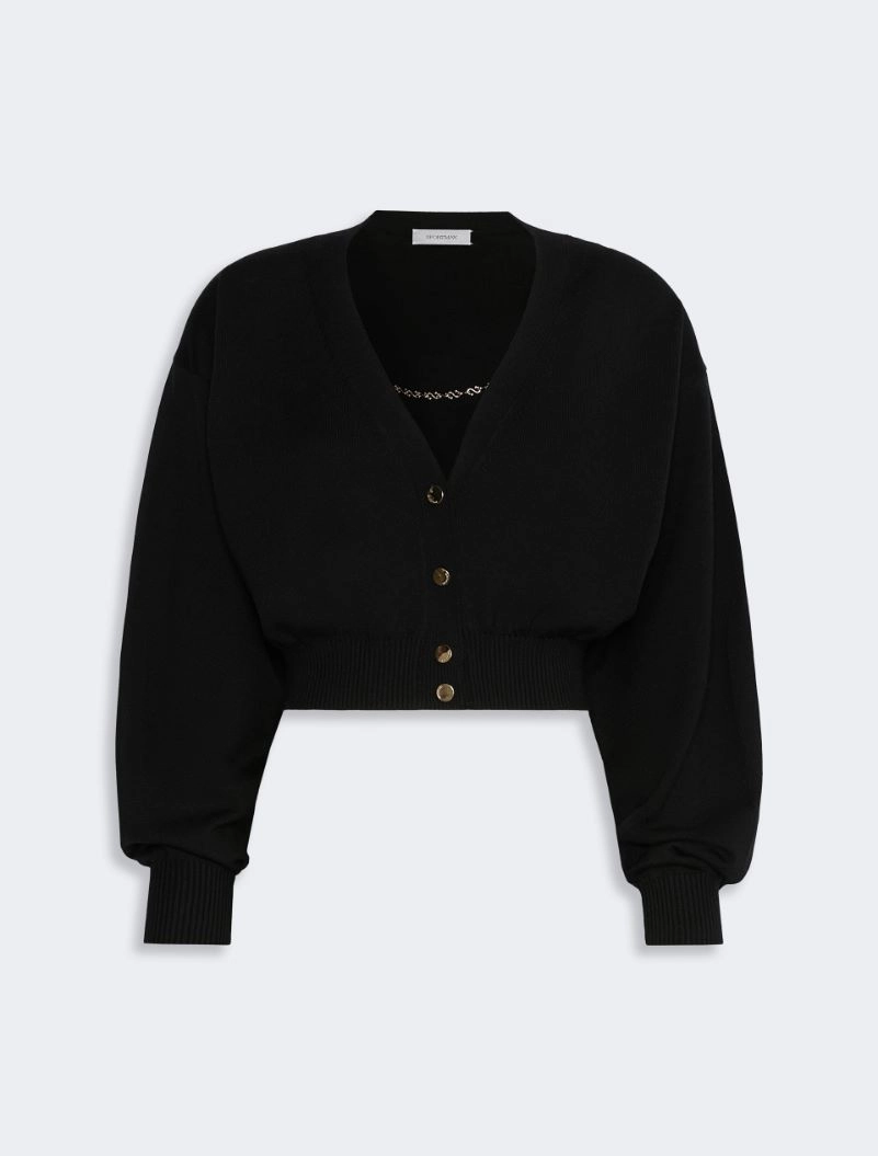 Cropped pure wool cardigan - BLACK - Sportmax - 6