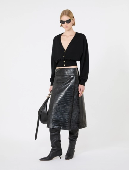 Cropped pure wool cardigan - BLACK - Sportmax - 1