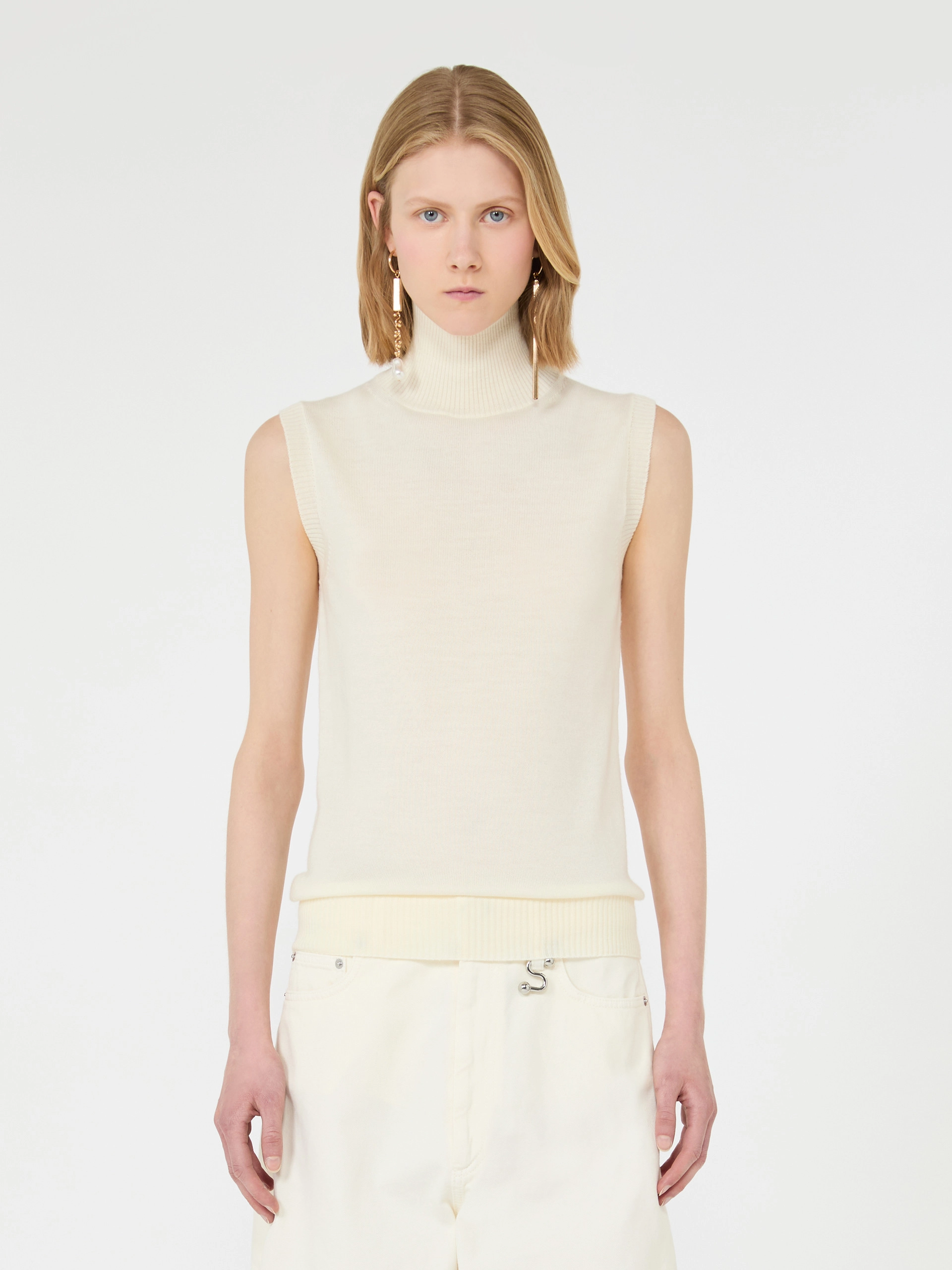 Pull sans manches en pure laine - BLANC - Sportmax - 2