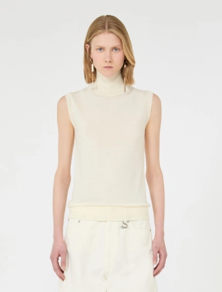 Pull sans manches en pure laine - BLANC - Sportmax - 2