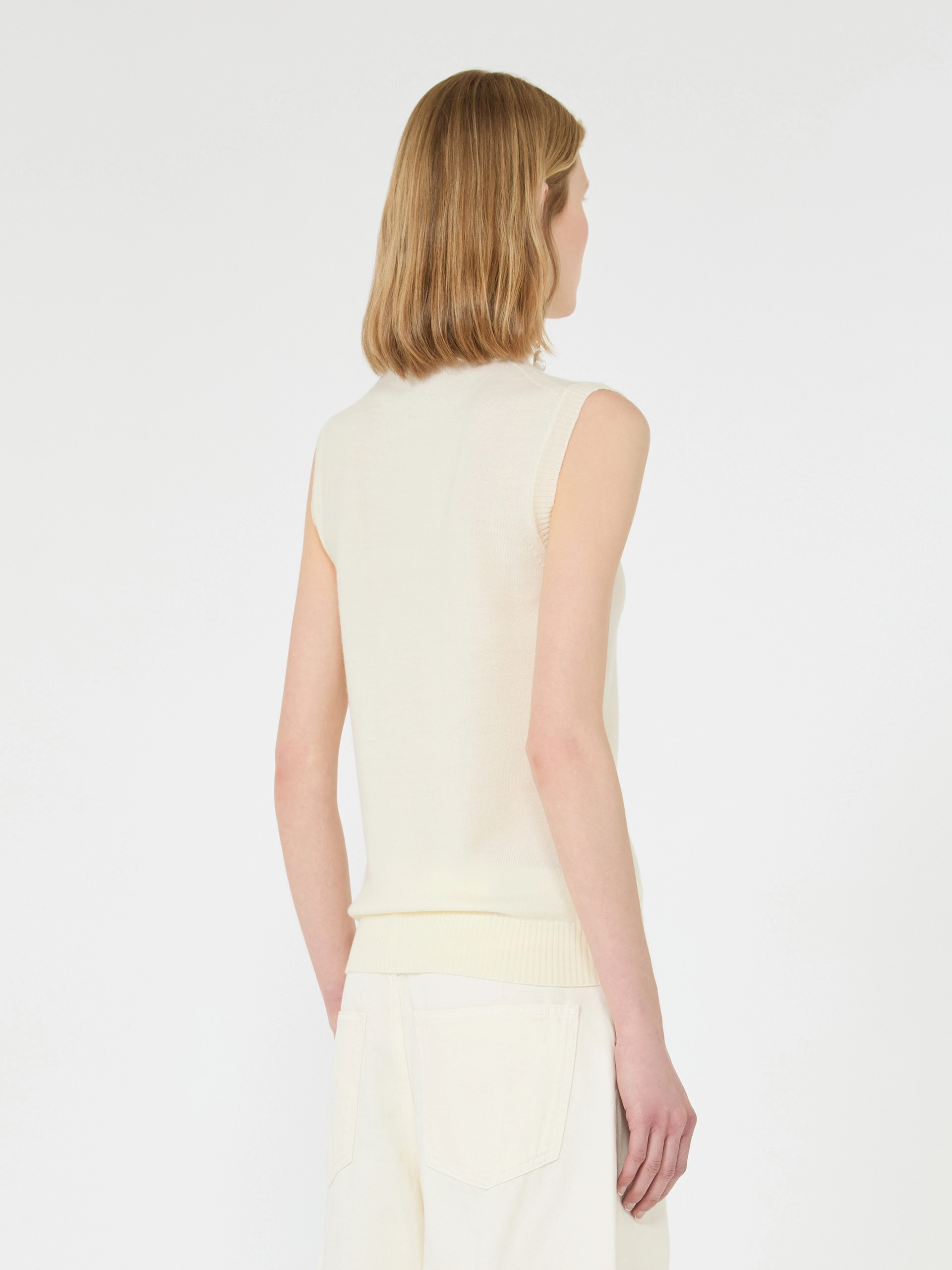 Pull sans manches en pure laine - BLANC - Sportmax - 3