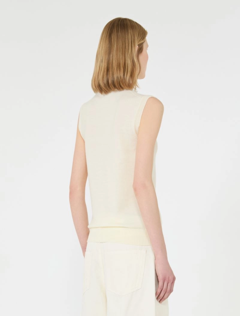 Pull sans manches en pure laine - BLANC - Sportmax - 3