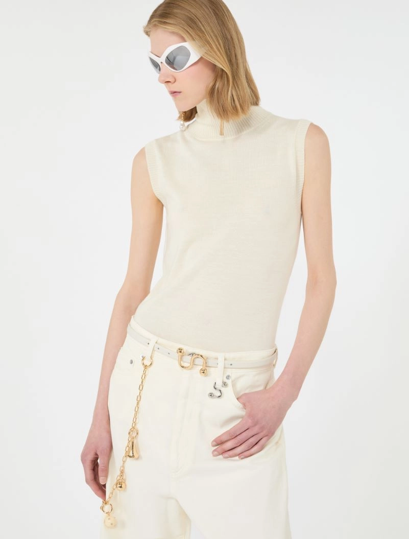 Pull sans manches en pure laine - BLANC - Sportmax - 4