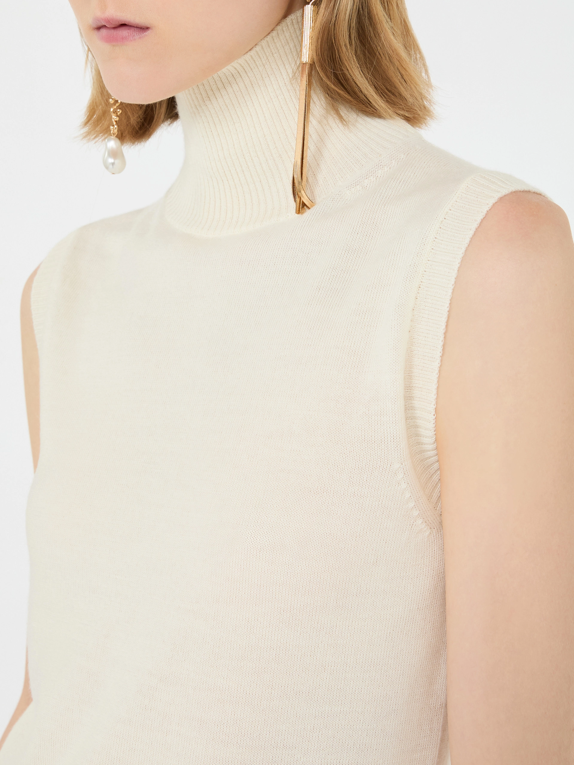 Pull sans manches en pure laine - BLANC - Sportmax - 5