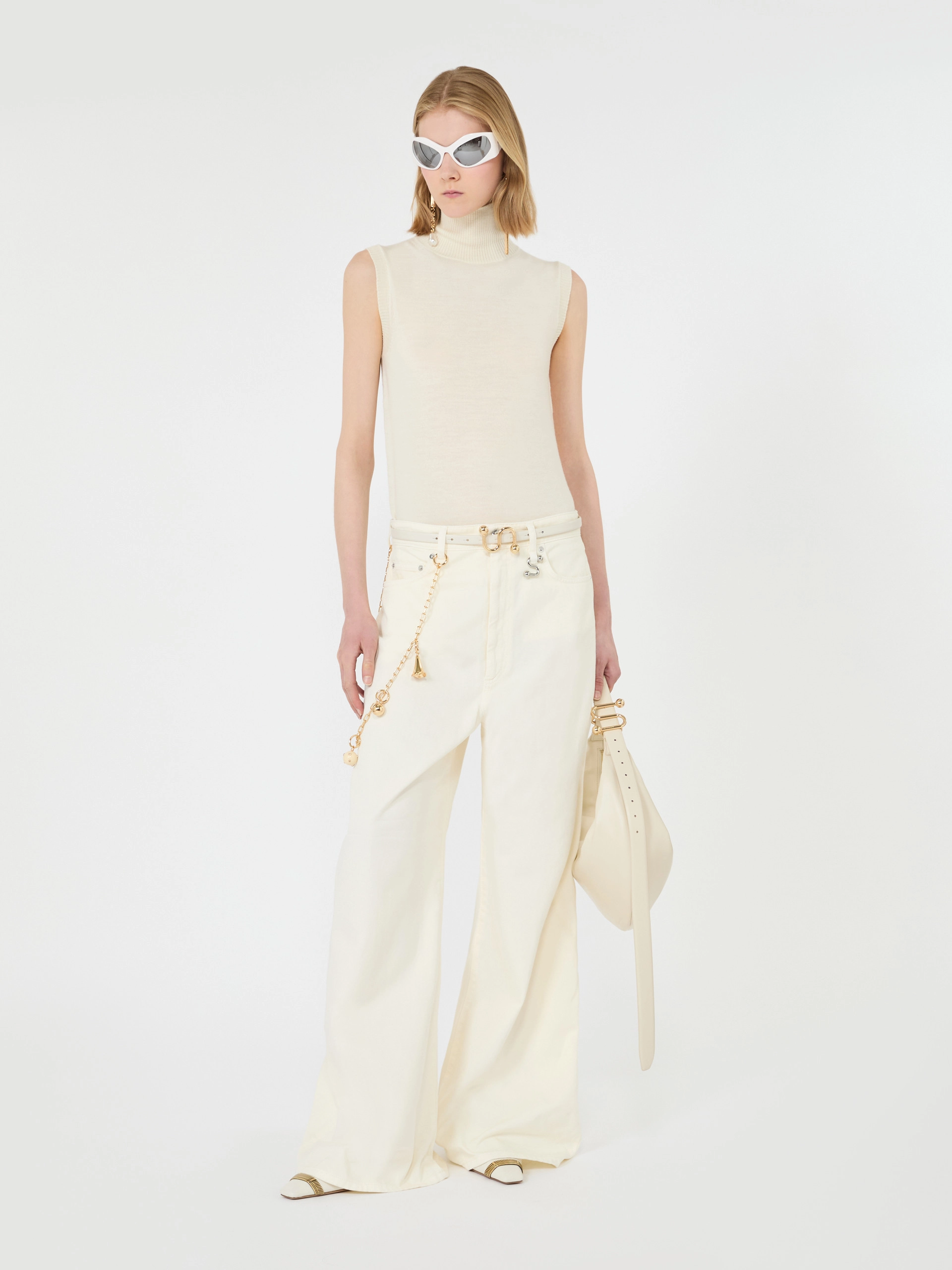 Pull sans manches en pure laine - BLANC - Sportmax