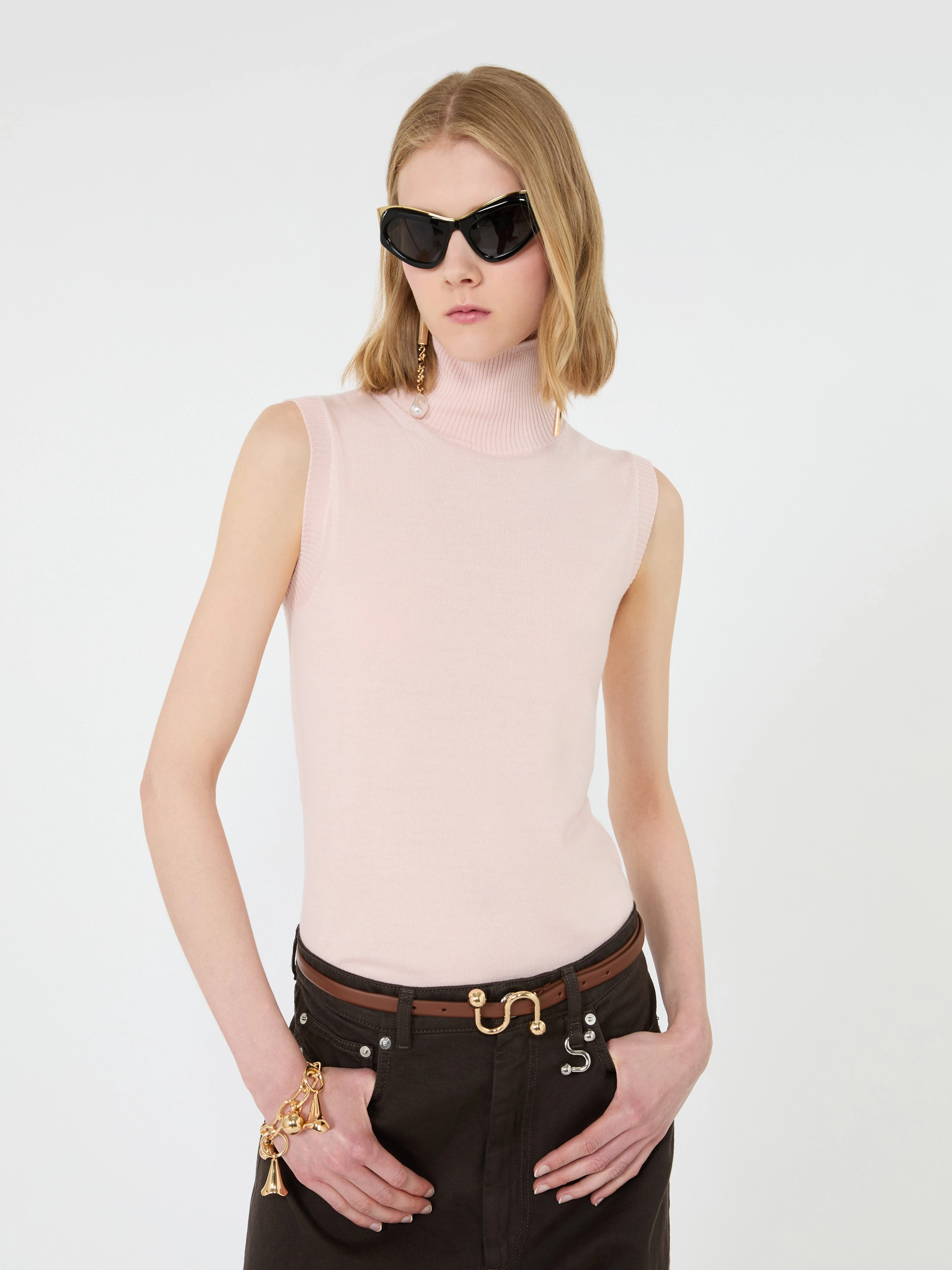 Pull sans manches en pure laine - ROSE - Sportmax - 4