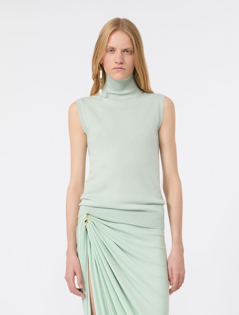 Ärmelloser Pullover aus reiner Wolle - PASTELLGRUEN - Sportmax - 2