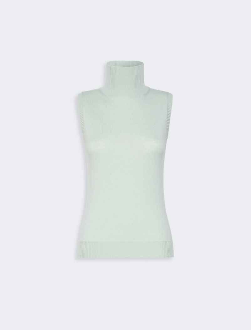 Ärmelloser Pullover aus reiner Wolle - PASTELLGRUEN - Sportmax - 7