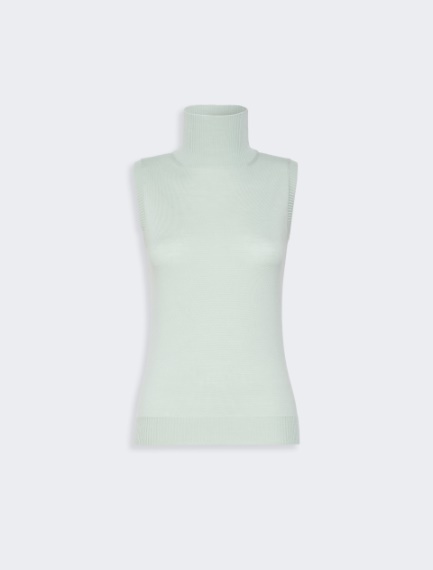 Ärmelloser Pullover aus reiner Wolle - PASTELLGRUEN - Sportmax