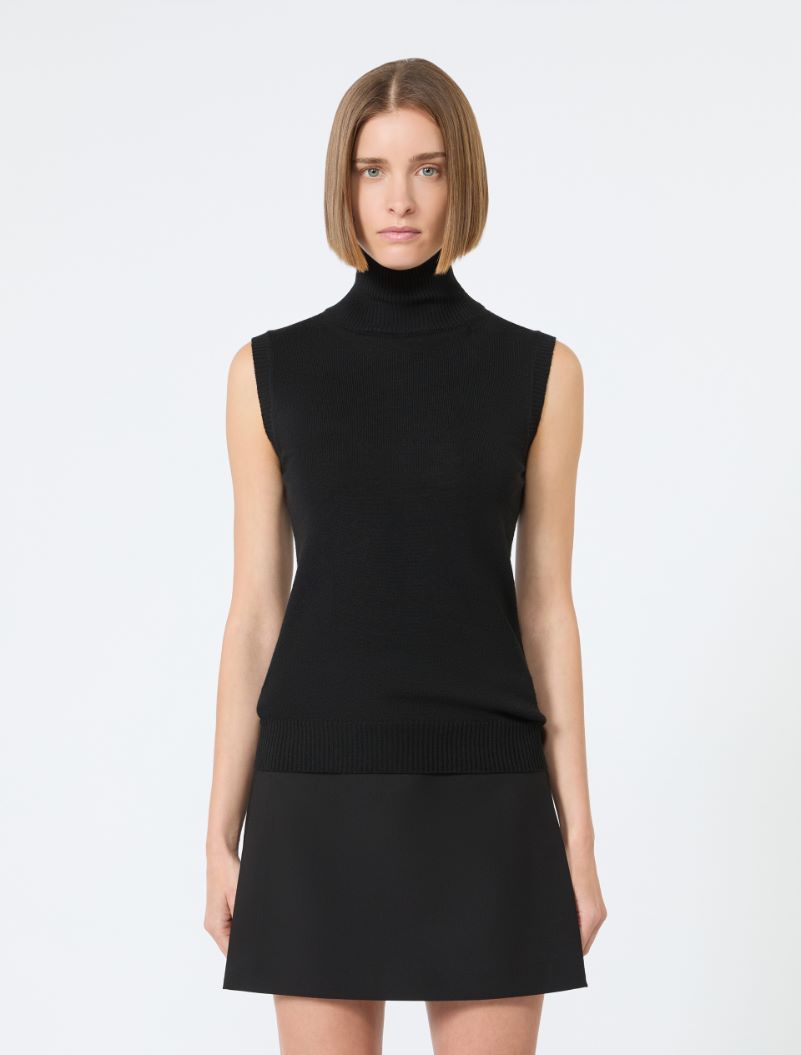 Ärmelloser Pullover aus reiner Wolle - SCHWARZ - Sportmax - 2