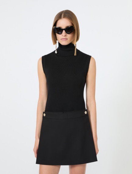 Ärmelloser Pullover aus reiner Wolle - SCHWARZ - Sportmax