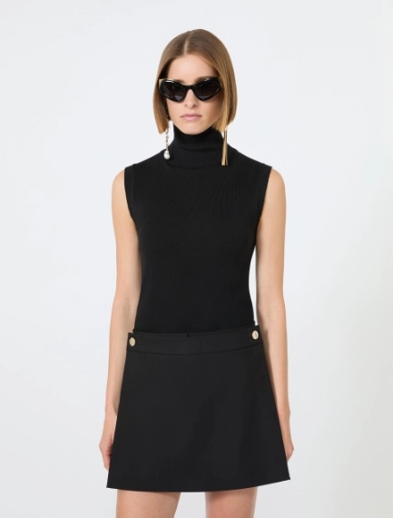 Sleeveless pure wool sweater - BLACK - Sportmax