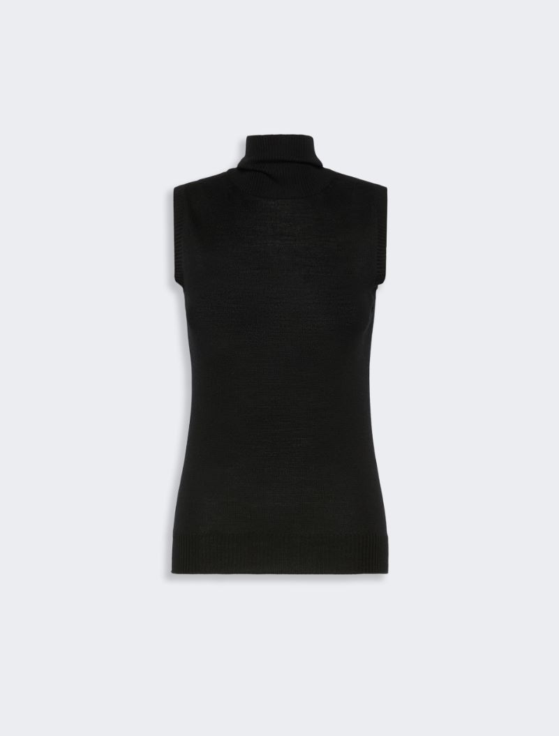 Ärmelloser Pullover aus reiner Wolle - SCHWARZ - Sportmax - 7