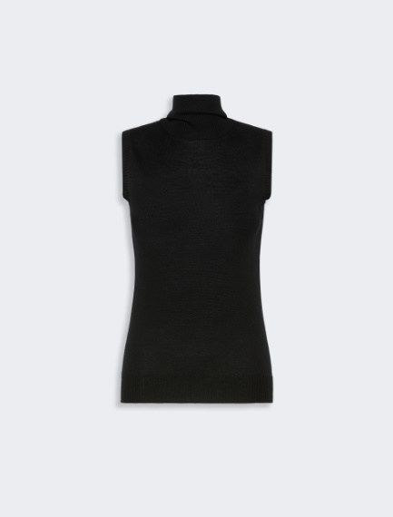 Ärmelloser Pullover aus reiner Wolle - SCHWARZ - Sportmax