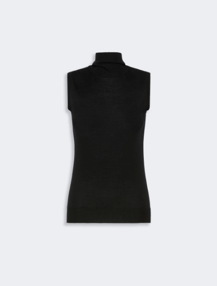 Sleeveless pure wool sweater - BLACK - Sportmax