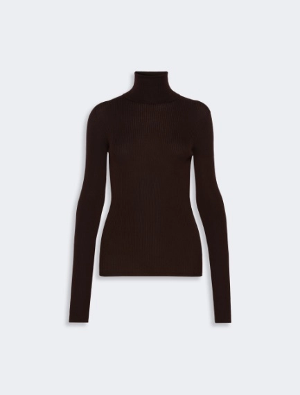 Slim pure wool mock polo-neck sweater - CHOCOLATE - Sportmax - 6