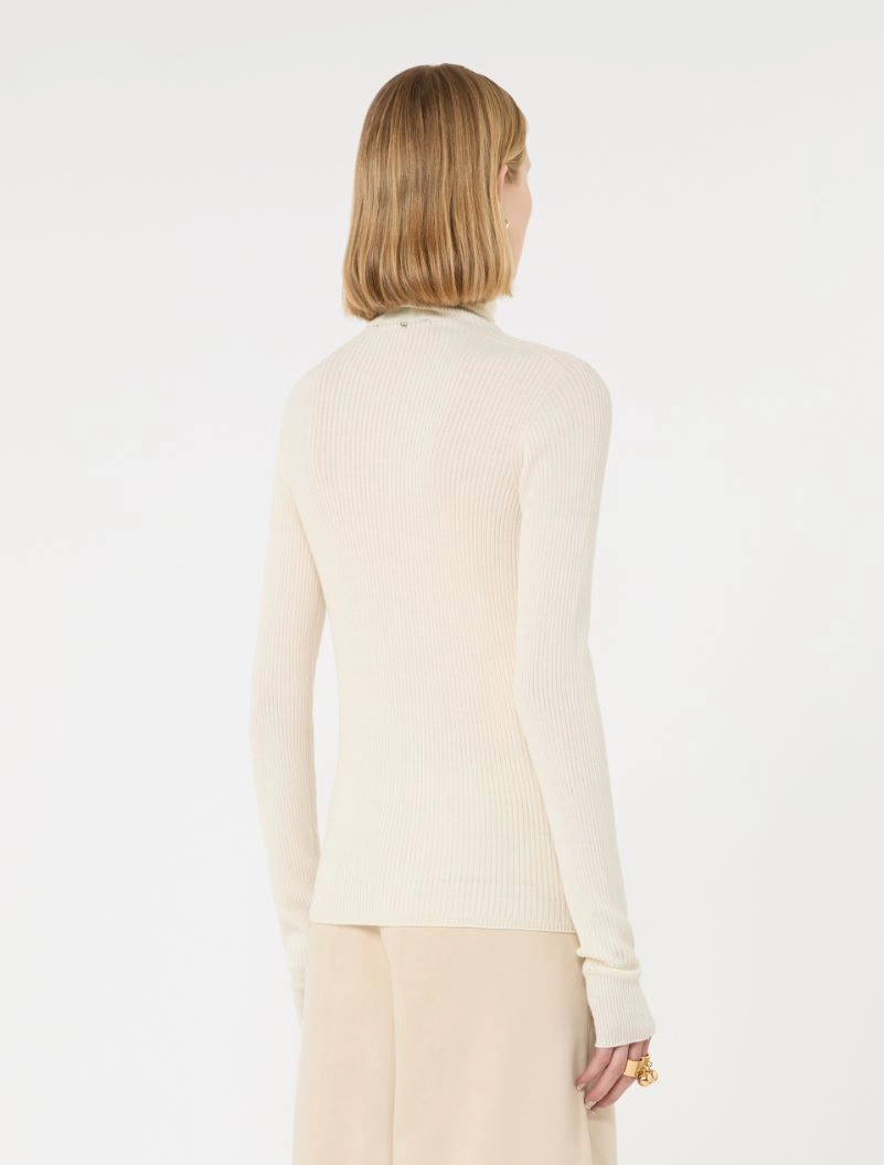 Slim pure wool mock polo-neck sweater - IVORY - Sportmax - 3