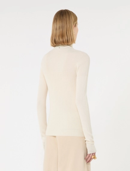 Slim pure wool mock polo-neck sweater - IVORY - Sportmax - 3