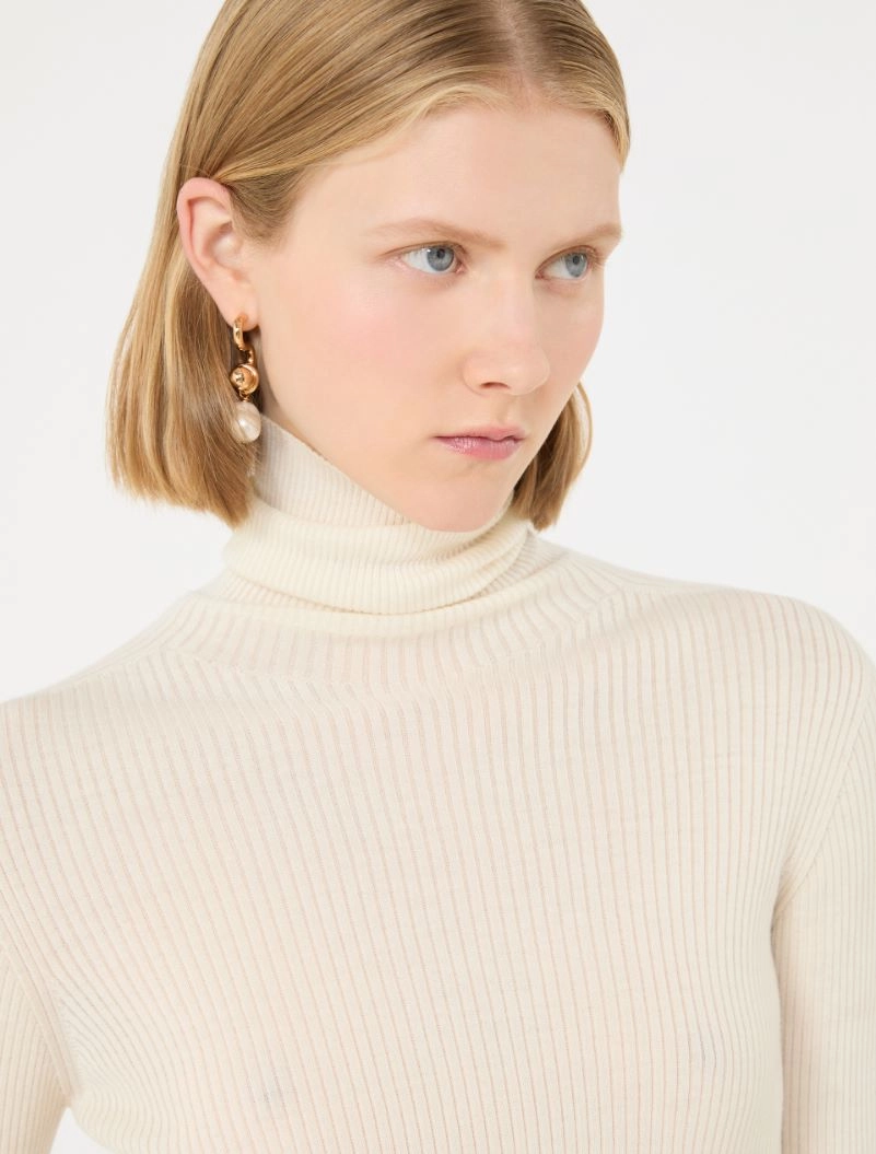 Slim pure wool mock polo-neck sweater - IVORY - Sportmax - 5