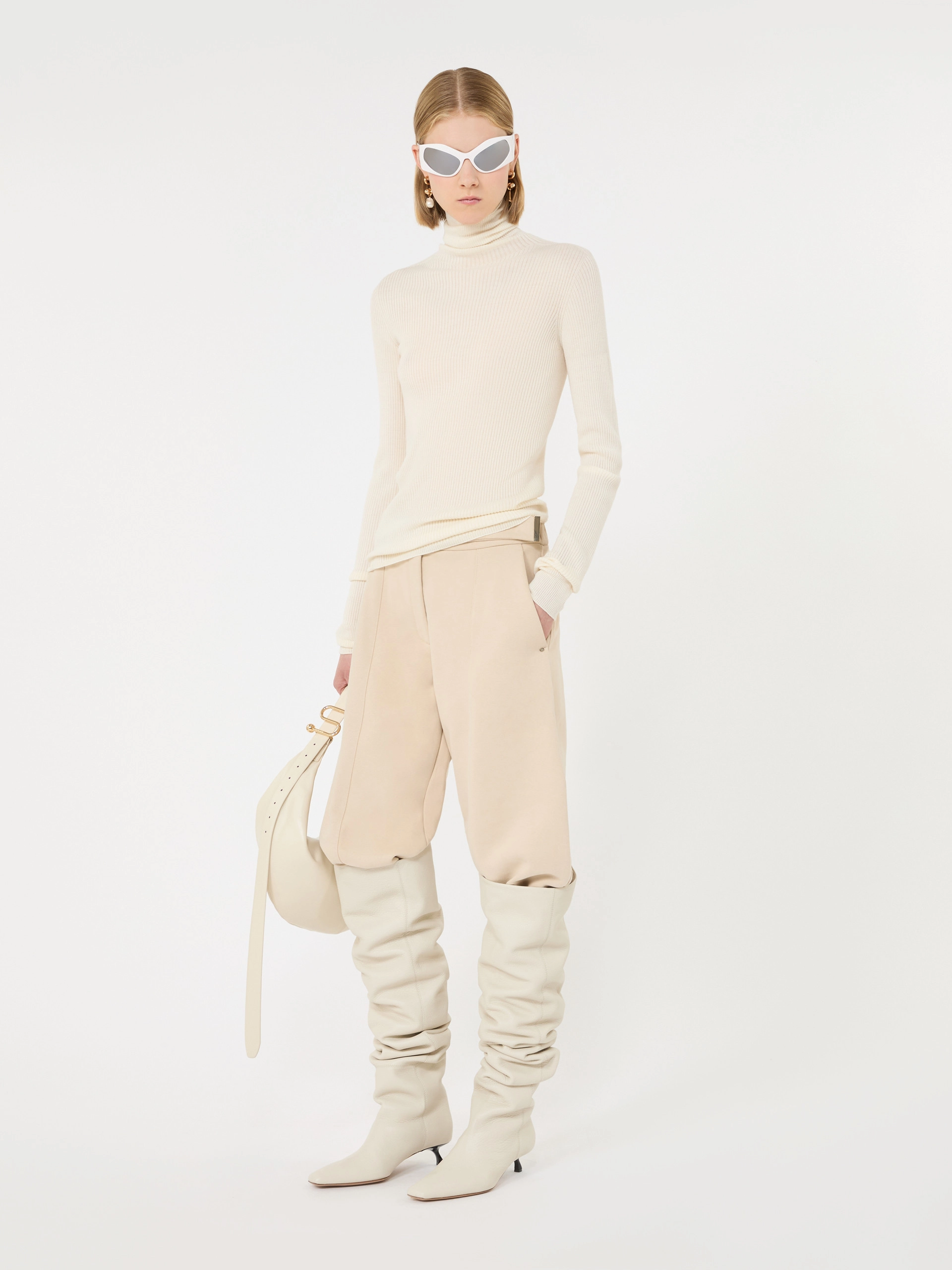Slim pure wool mock polo-neck sweater - IVORY - Sportmax