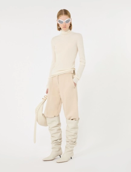 Slim pure wool mock polo-neck sweater - IVORY - Sportmax - 1