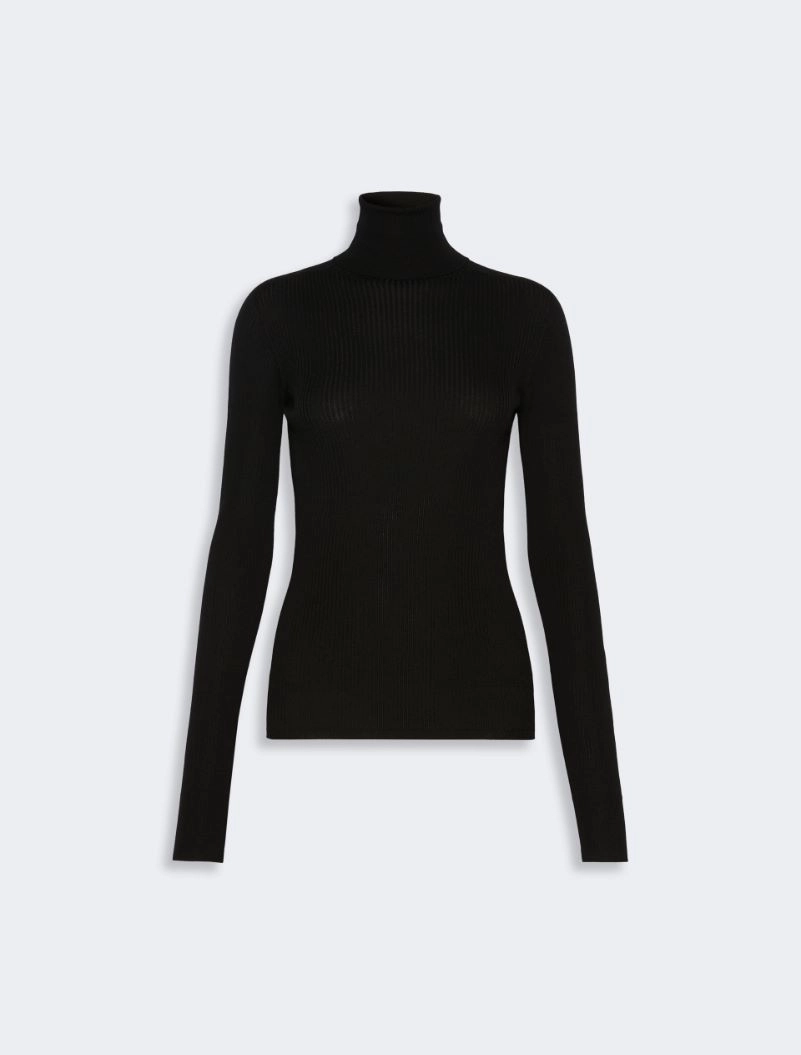 Slim pure wool mock polo-neck sweater - BLACK - Sportmax - 5