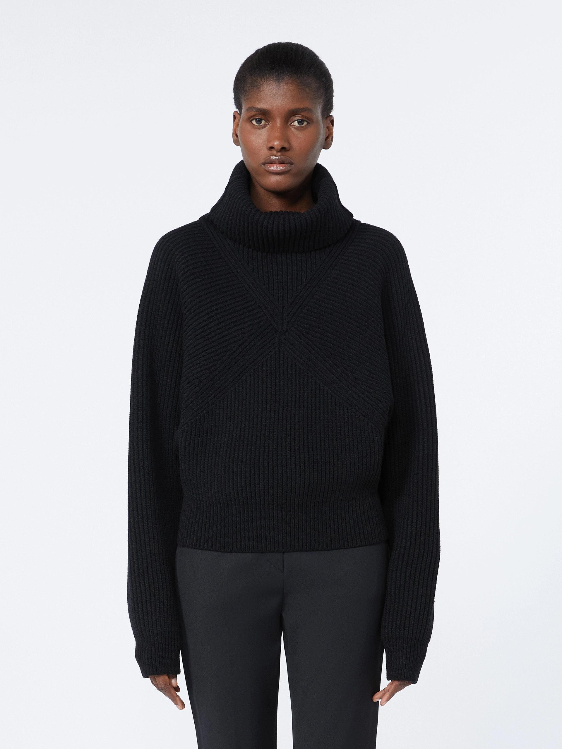 Loose-fit stretch wool sweater - BLACK - Sportmax - 2