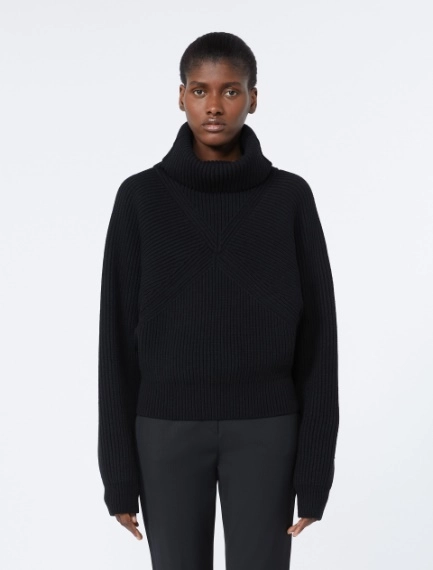 Loose-fit stretch wool sweater - BLACK - Sportmax - 2