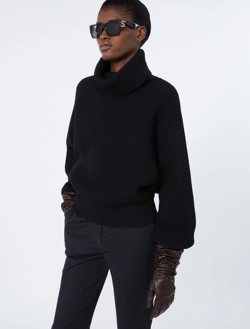 Loose-fit stretch wool sweater - BLACK - Sportmax - 4