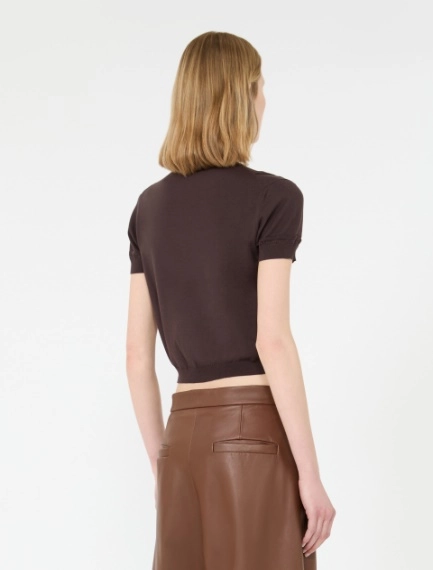 Cropped-Pullover aus Viskose mit Trompe-l’Oeil-Optik - SCHOKOLADE - Sportmax - 3