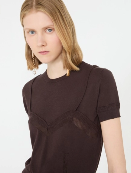 Cropped-Pullover aus Viskose mit Trompe-l’Oeil-Optik - SCHOKOLADE - Sportmax - 5