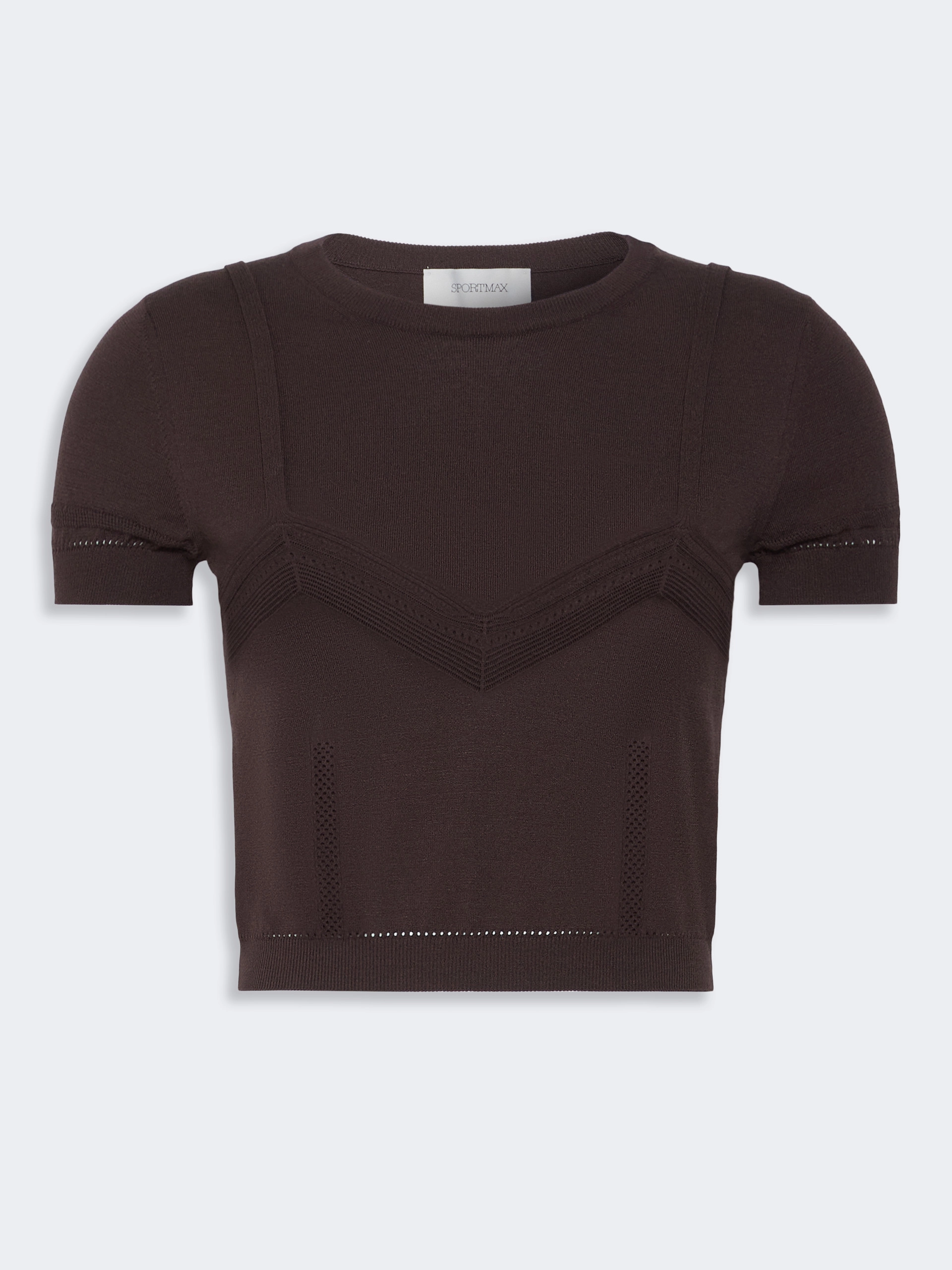 Cropped-Pullover aus Viskose mit Trompe-l’Oeil-Optik - SCHOKOLADE - Sportmax - 6