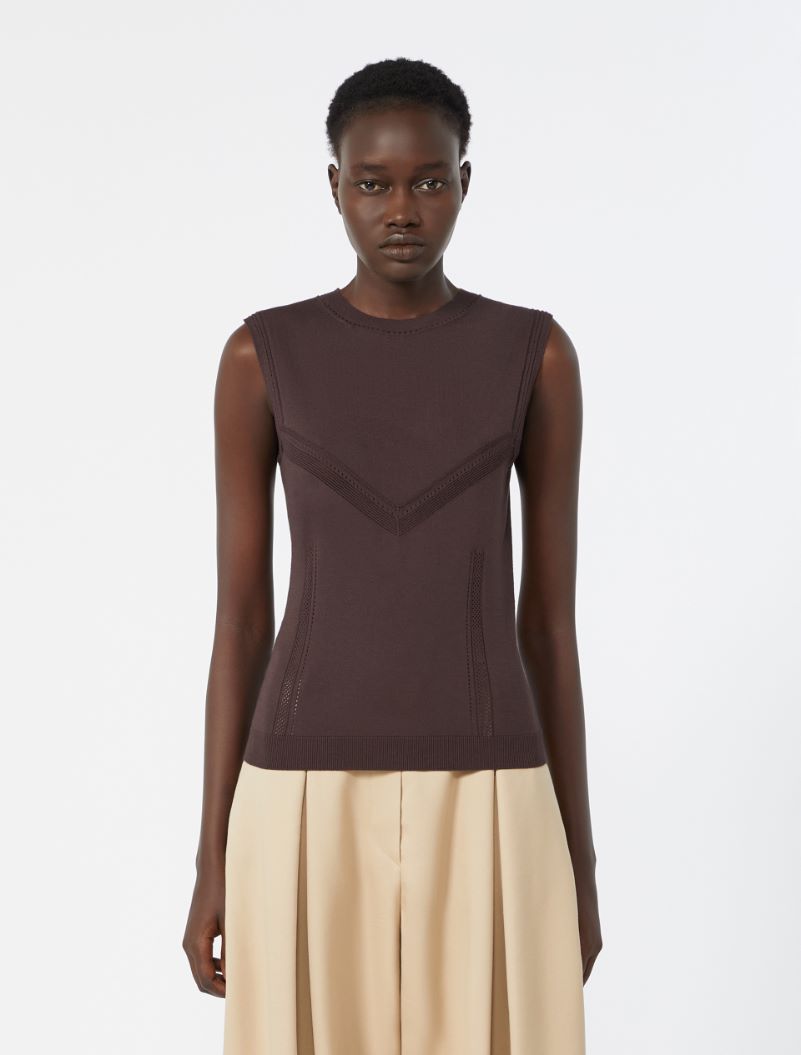 Top aus Viskose mit Trompe-l’Oeil-Optik - SCHOKOLADE - Sportmax - 2