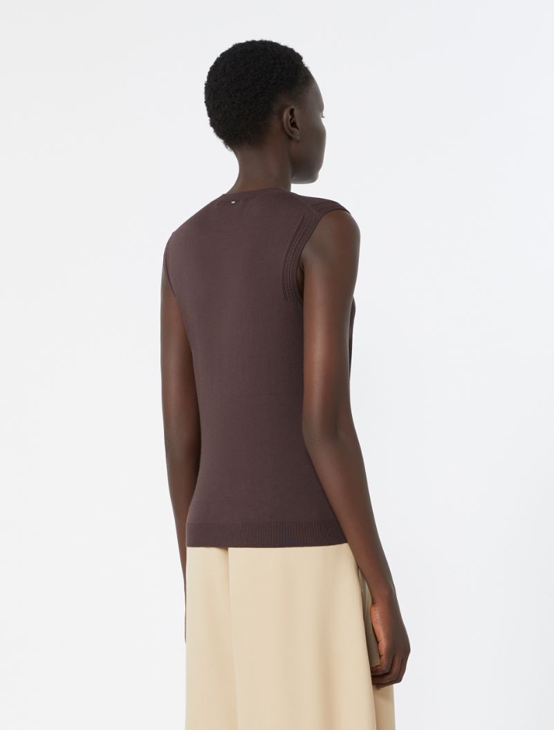 Top aus Viskose mit Trompe-l’Oeil-Optik - SCHOKOLADE - Sportmax - 3