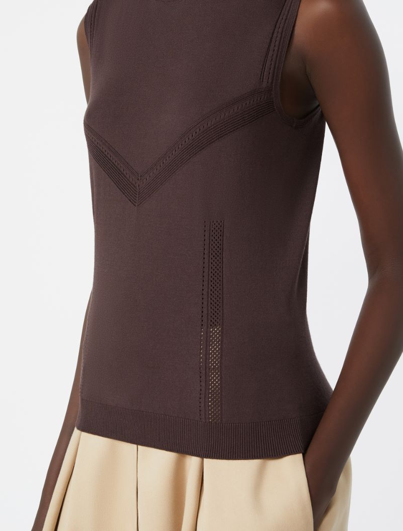 Top aus Viskose mit Trompe-l’Oeil-Optik - SCHOKOLADE - Sportmax - 5