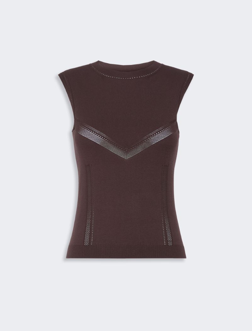 Top aus Viskose mit Trompe-l’Oeil-Optik - SCHOKOLADE - Sportmax - 7