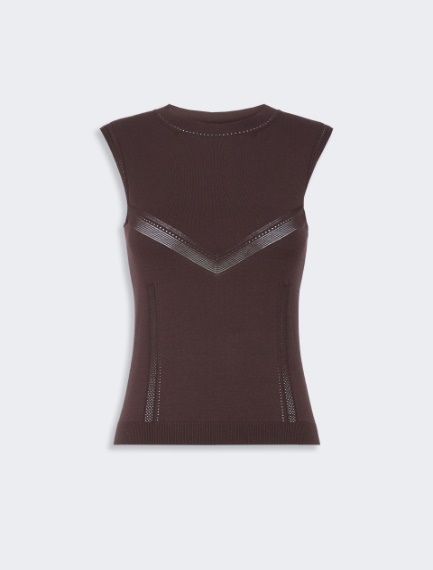 Top aus Viskose mit Trompe-l’Oeil-Optik - SCHOKOLADE - Sportmax - 7