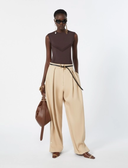 Trompe l’oeil-look viscose top - Sportmax